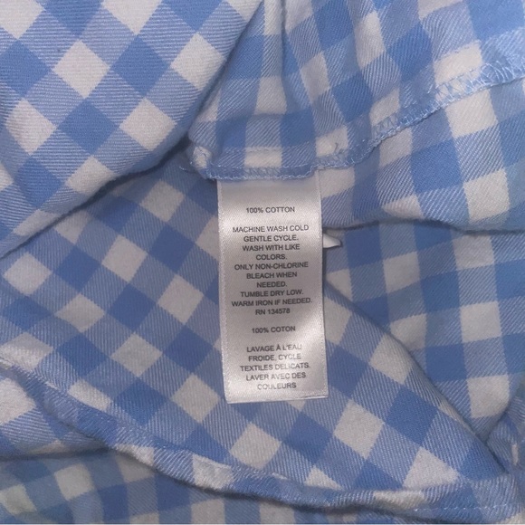 Vineyard Vines Girls' Bay Gingham Shirt Dress 14 White Blue Plaid Button - Picture 7 of 8